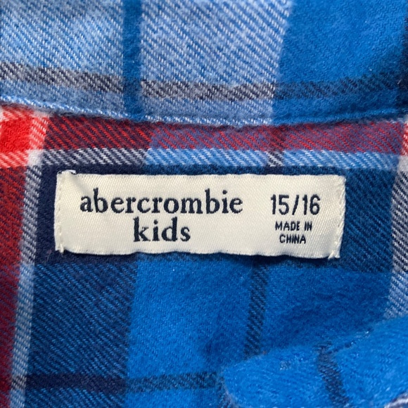 Abercrombie kids boys longe sleeve blue red and white button up shirt - Picture 2 of 3